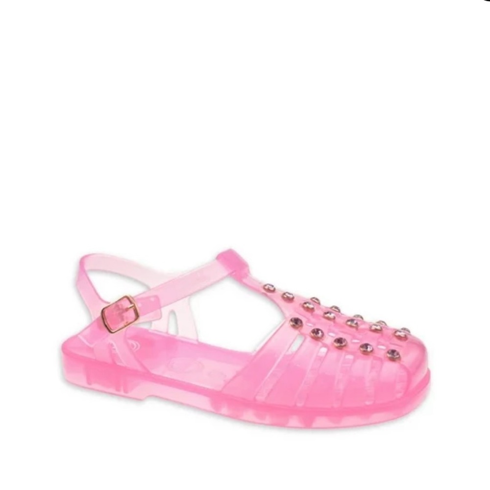 Wonder Nation Girls Adjustable Buckle Strap Crystal Jelly Pink Sandals 2